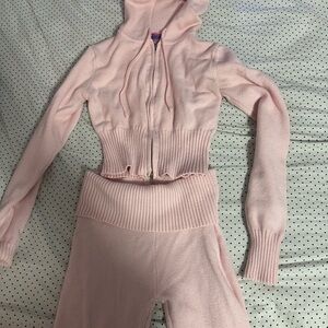 Edikted Pink Hooded Knit Set